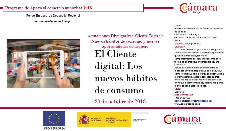 EL CLIENTE DIGITAL: LOS NUEVOS HÁBITOS DE CONSUMO (Villafranca de los Barros)- Actuaciones Divulgativas Programa de Apoyo al comercio minorista 2018