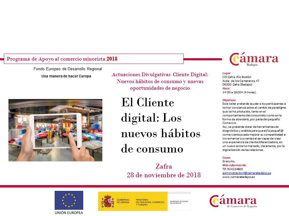 El cliente digital: los nuevos hábitos de consumo - Actuaciones Divulgativas Programa de Apoyo al comercio minorista 2018