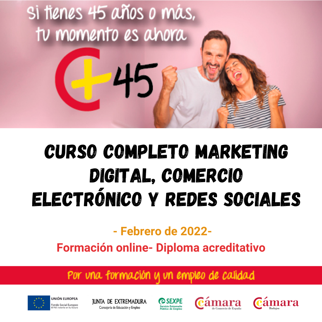 CURSO COMPLETO 45+: MARKETING DIGITAL, COMERCIO ELECTRÓNICO Y REDES SOCIALES (II)
