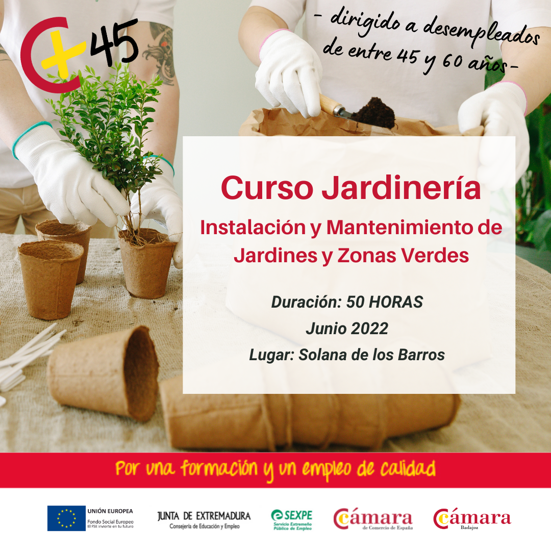 Curso 45+:  Instalación y Mantenimiento de Jardines y Zonas Verdes - Solana de los Barros