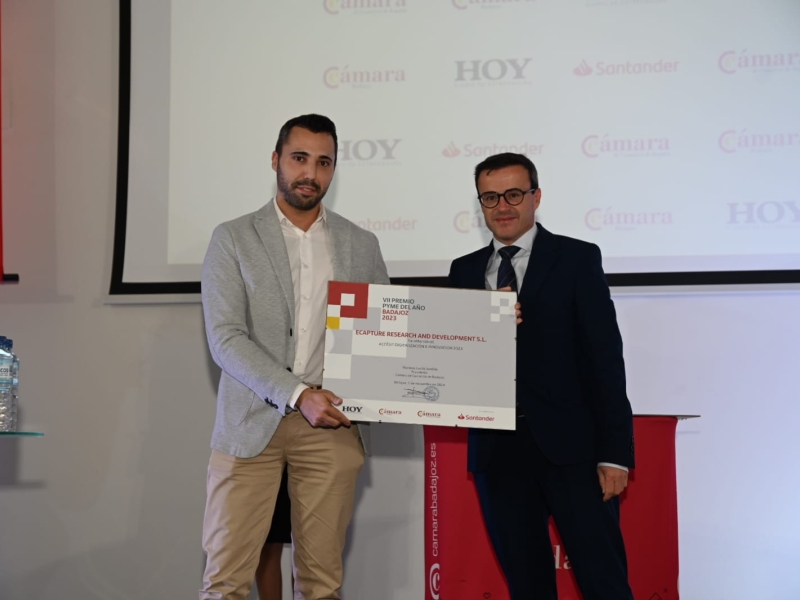 La empresa Ecapture galardonada en el Premio Pyme del Año de Cámara Badajoz, finalista en el certamen nacional en su categoría 