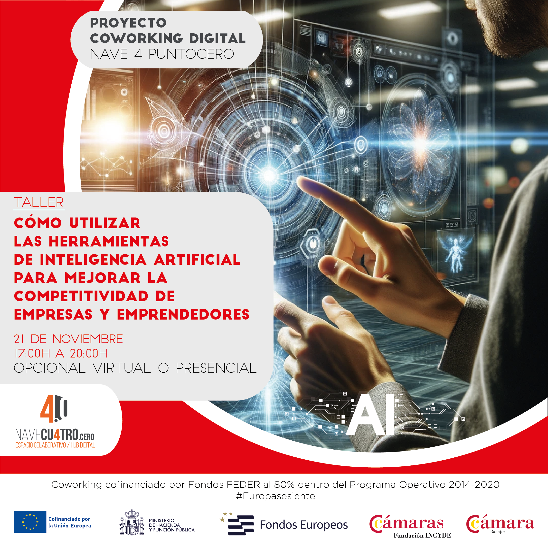 Taller Coworking Hub/Digital: Cómo utilizar las herramientas de inteligencia artificial para mejorar la competitividad de empresas y emprendedores