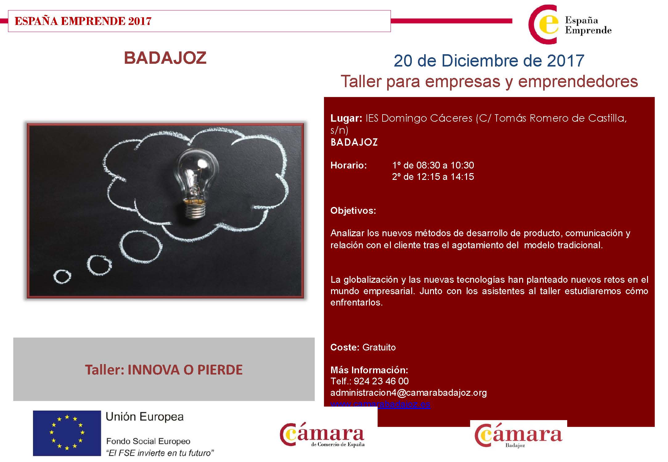 Taller España-Emprende: Generar ideas. Innova o pierde