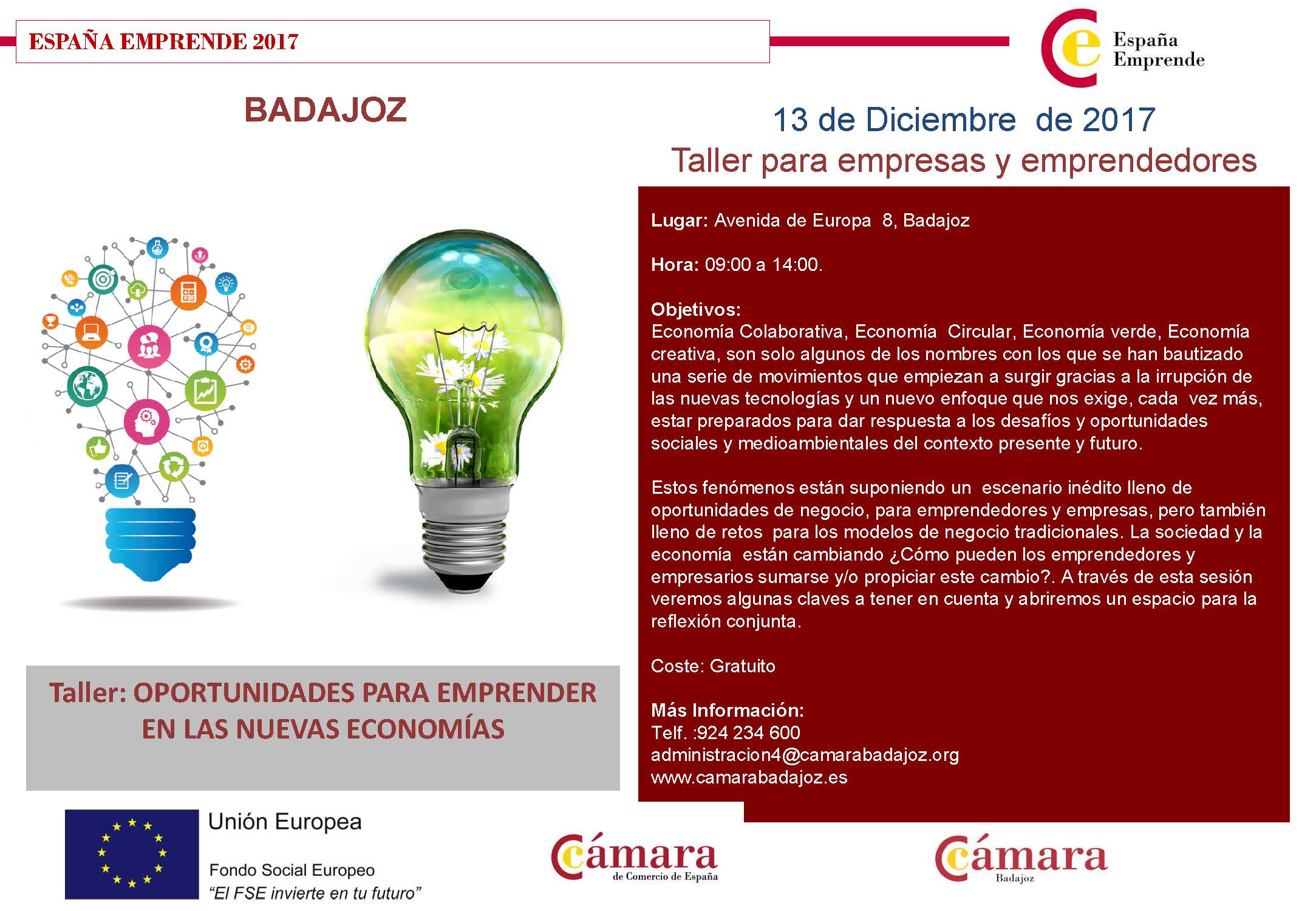 Taller España- Emprende: OPORTUNIDADES PARA EMPRENDER EN LAS NUEVAS ECONOMÍAS  