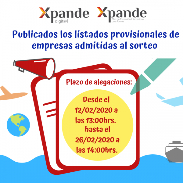 Publicados los listados provisionales para el sorteo de Xpande y Xpande Digital