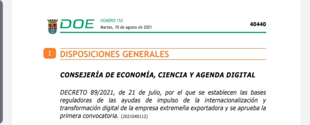 Publicadas las bases y primera convocatoria de ayudas de impulso de la internacionalización y transformación digital de la empresa exportadora