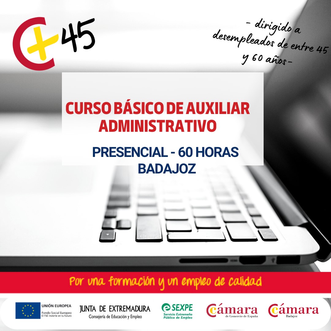    CURSO 45+  BÁSICO DE AUXILIAR ADMINISTRATIVO   