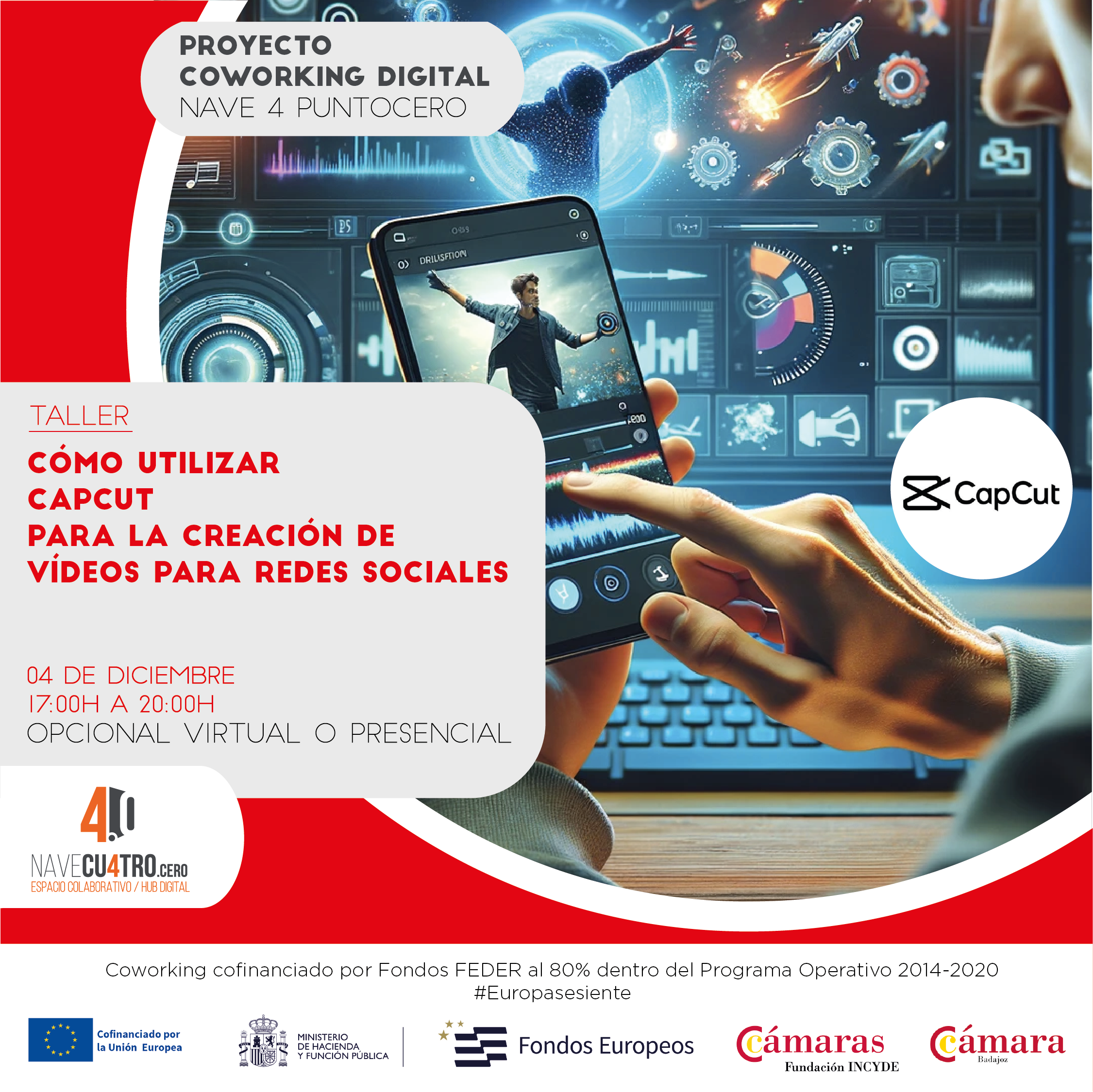Taller (Presencial) Coworking Hub/Digital: Cómo utilizar Capcut para la creación de videos para redes sociales