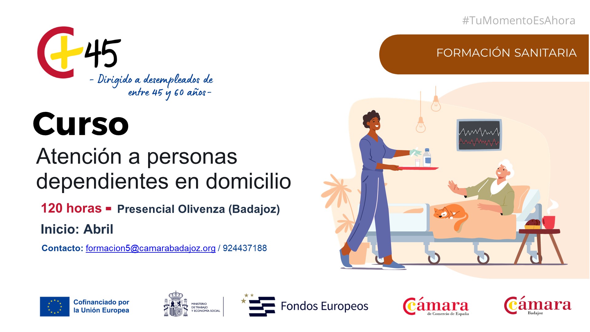 CURSO 45+:  ATENCIÓN A PERSONAS DEPENDIENTES EN DOMICILIO - Olivenza