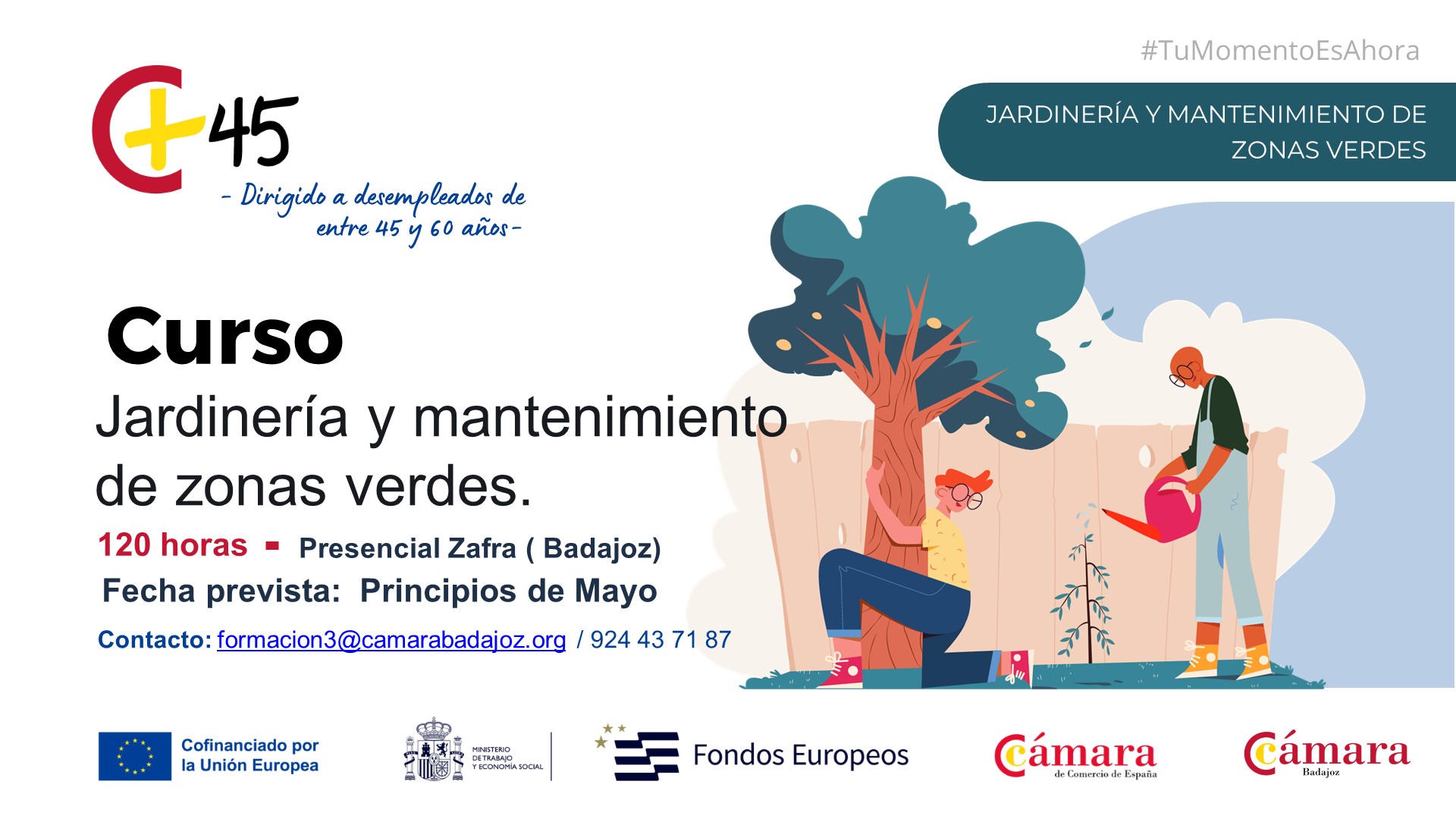 CURSO 45+: JARDINERÍA Y MANTENIMIENTO DE ZONAS VERDES (Zafra)