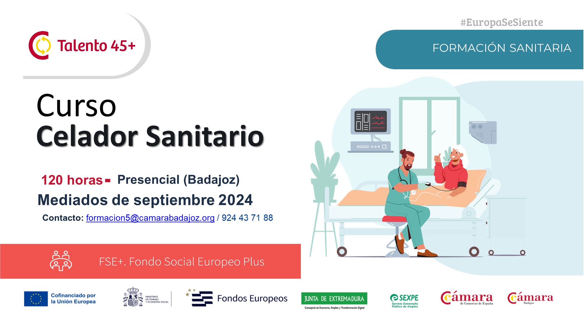 CURSO 45+: CELADOR SANITARIO (Badajoz)
