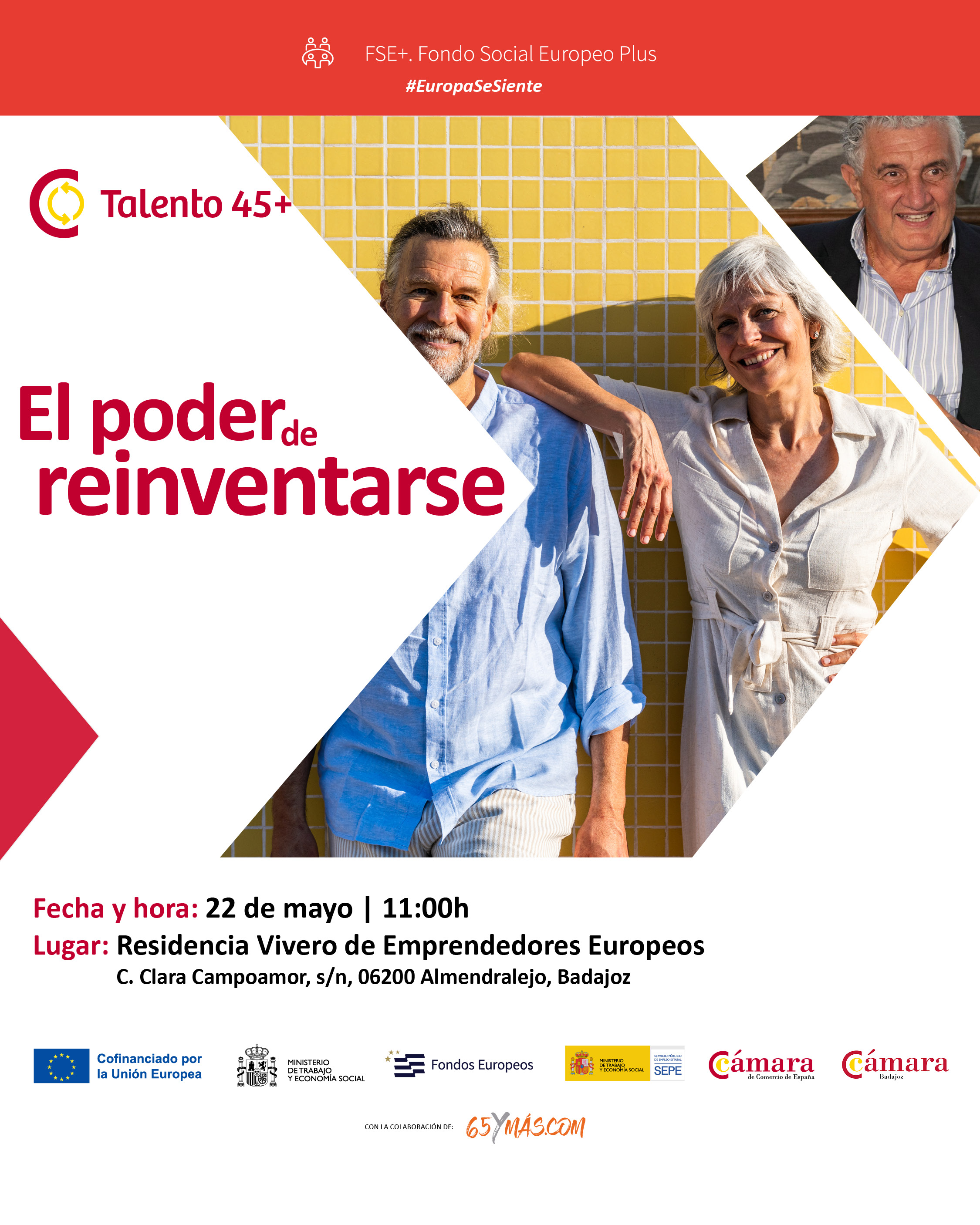 Cámara de Comercio de Badajoz y 65YMÁS apuestan por los sénior y ‘El poder de reinventarse’