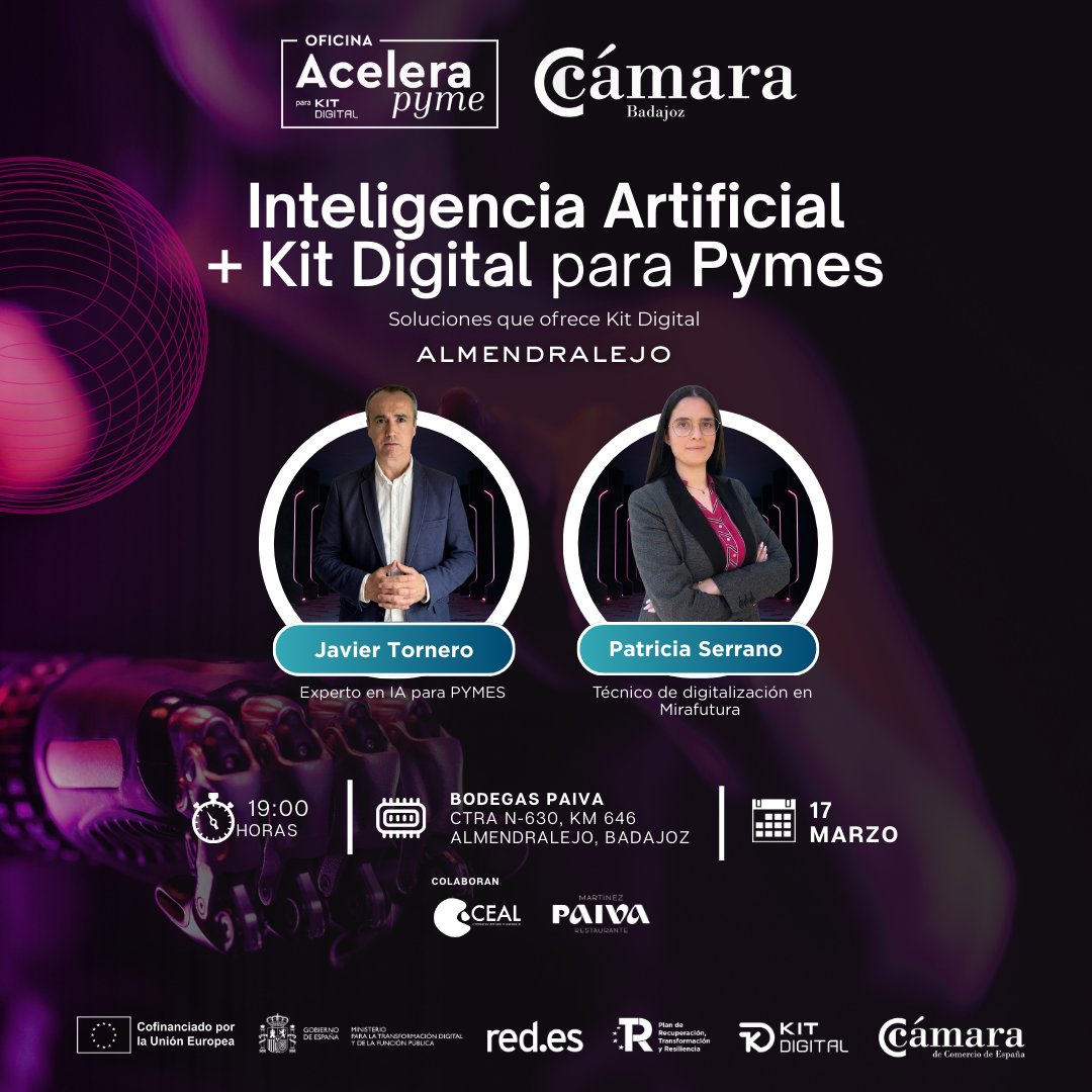 Jornada Acelerapyme Almendralejo: Inteligencia Artificial   + Kit Digital para Pymes
