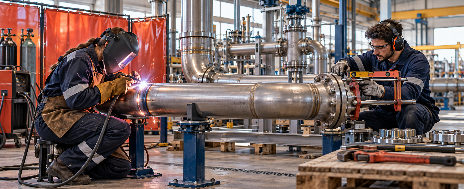 Soldadores y tuberos para instalaciones industriales